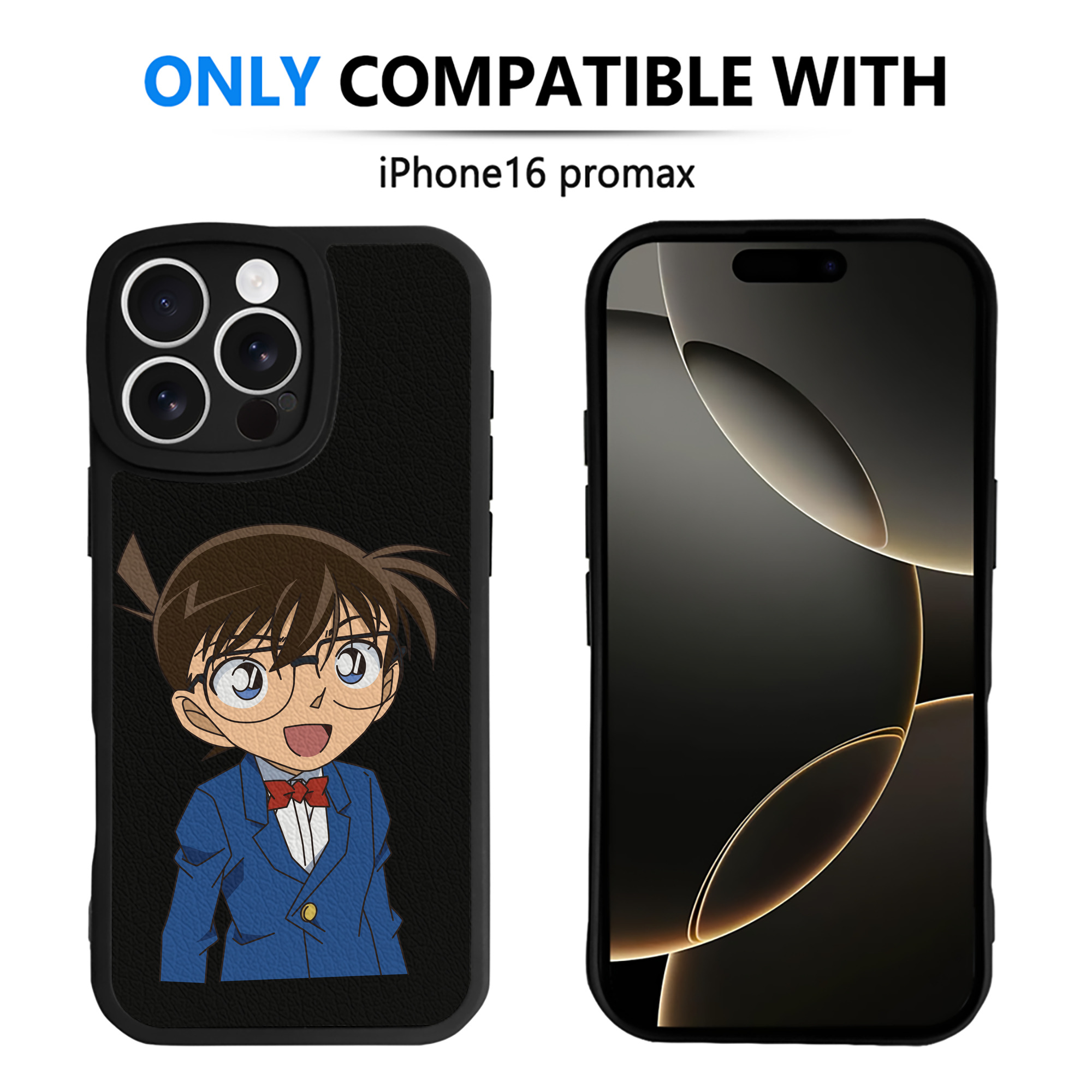 （画像用） 名探偵コナン 江戸川 コナン Detective Conan Conan Edogawa 【iPhone 16シリーズ対応】シリコンスマホケース（レザー調） 材質：シリコン